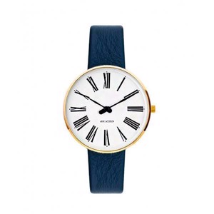 Arne Jacobsen ur - Roman -  Ø34 mm - Forgyldt & Blå læderrem